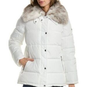 SAM EDELMAN Water Repellent Puffer Coat with zip off Faux Fur Collar